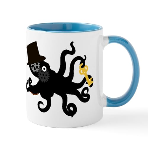 White/Blue Inside - Steampunk Octopus Mug
