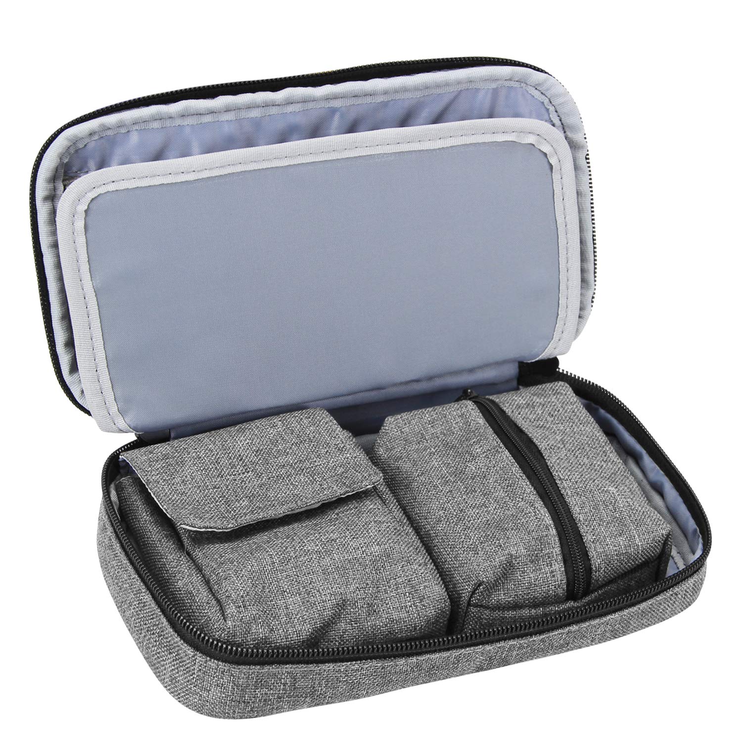 LUXJA Diabetic Travel Case for Glucose Meter & Supplies - Compact Storage Organizer for Insulin, Test Strips, Lancets | Perfect for Travel, Work & Daily Use (Gray)