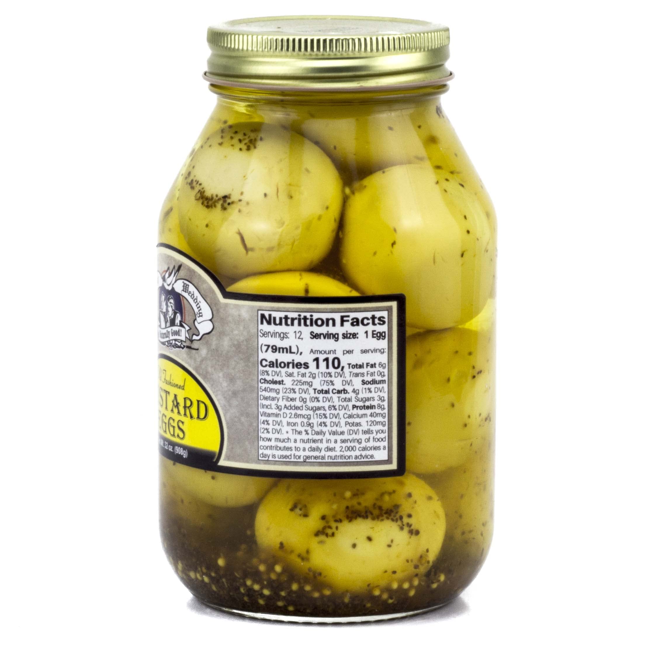 Amish Pickled Mustard Eggs 32oz (2-Pack) - Perfect for Picnics & Snacks