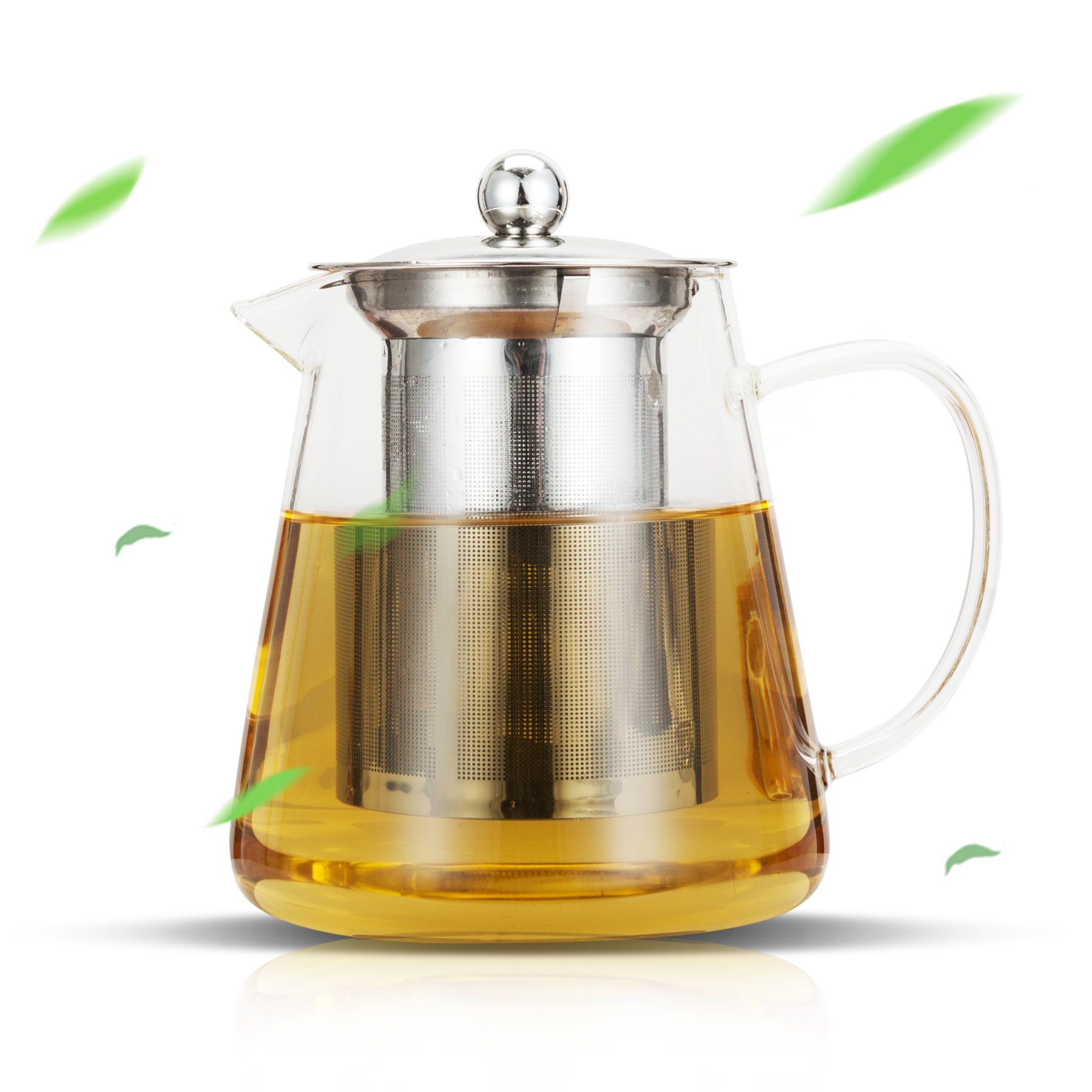 Premium 25oz Glass Teapot with Removable Stainless Steel Infuser - Perfect for Blooming & Loose Leaf Tea - Ideal for Home, Office & Tea Ceremonies