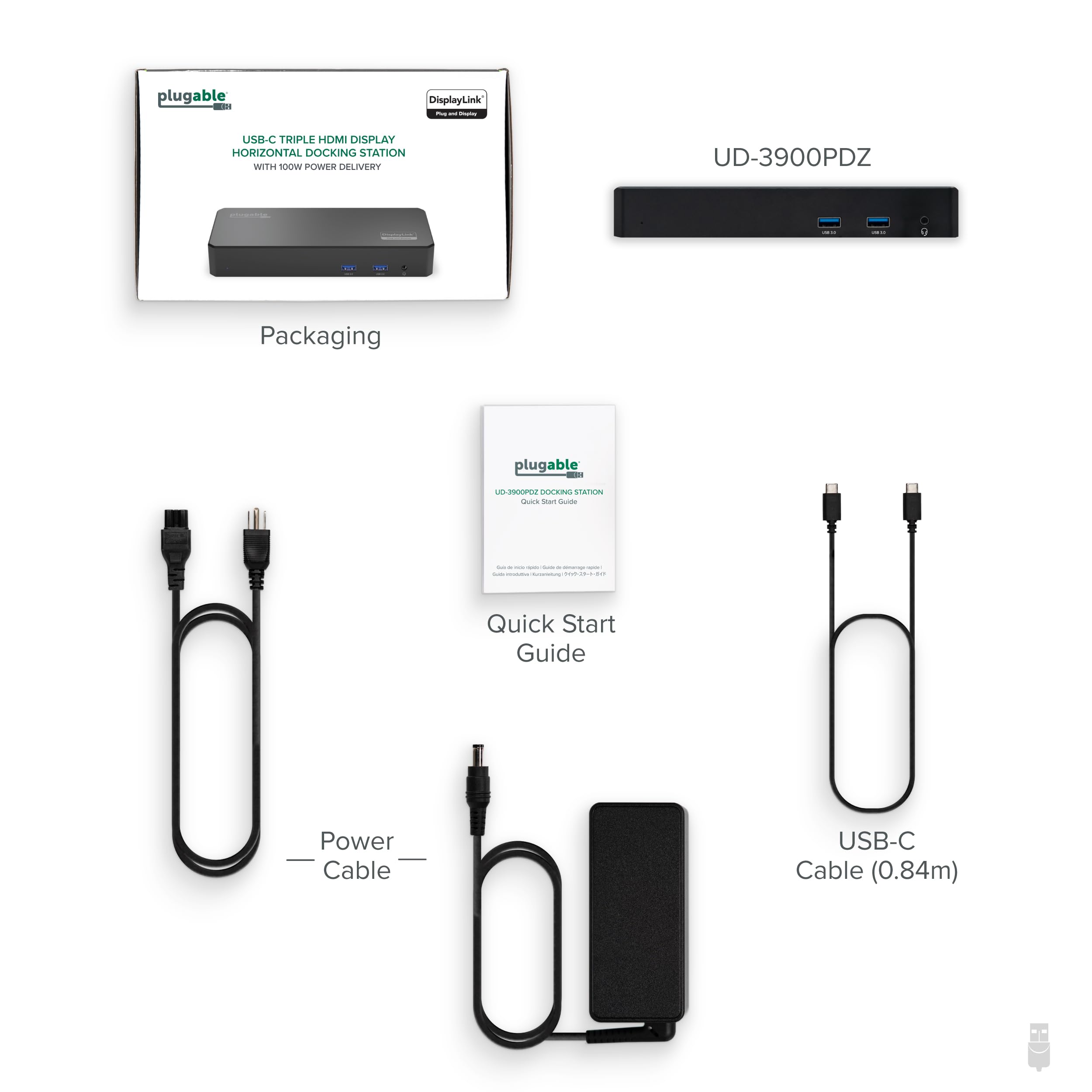Plugable USB C Triple Display Docking Station with 100W Laptop Charging - Thunderbolt 3/USB4/USB-C Compatible for Windows, Mac, Chromebook - 3 HDMI Ports, 6 USB 5Gbps Ports - Perfect for Home Office, Gaming & Multi-Tasking Workspaces