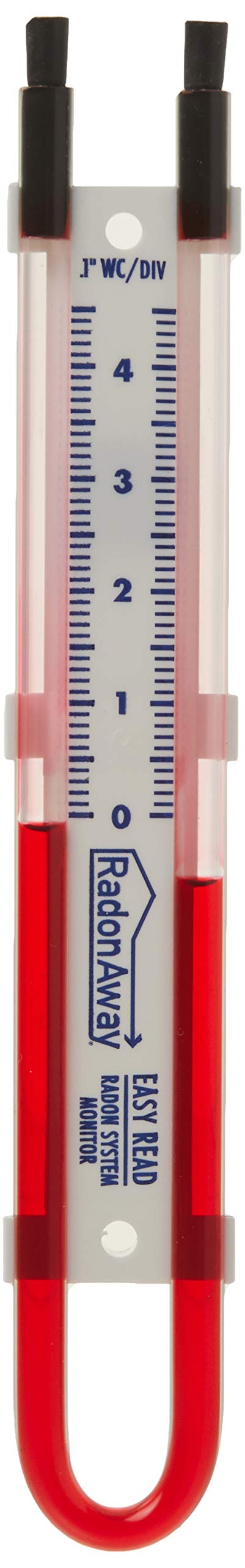 RadonAway 50018 Easy Read Manometer - High Accuracy Pressure Gauge for Radon Mitigation Systems, Red | Perfect for Home Radon Testing & HVAC Monitoring