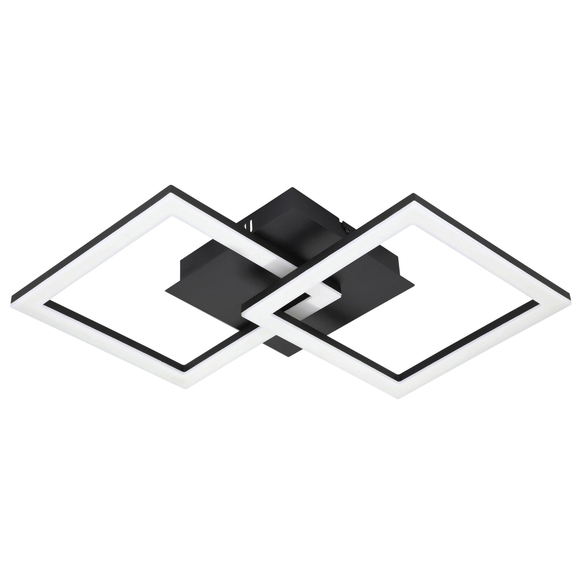 Eglo Connect Paranday Z Smart LED Flush Mount Ceiling Light - Black & White Square Design for Modern Home, Bedroom, or Office Lighting