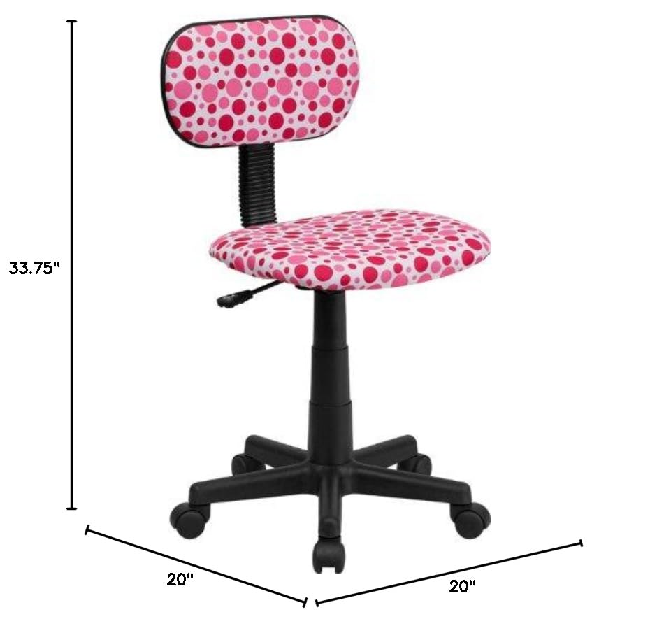 Stylish Pink Dot Printed Ergonomic Computer Chair for Home Office, Gaming & Study - Comfortable Desk Chair with Lumbar Support