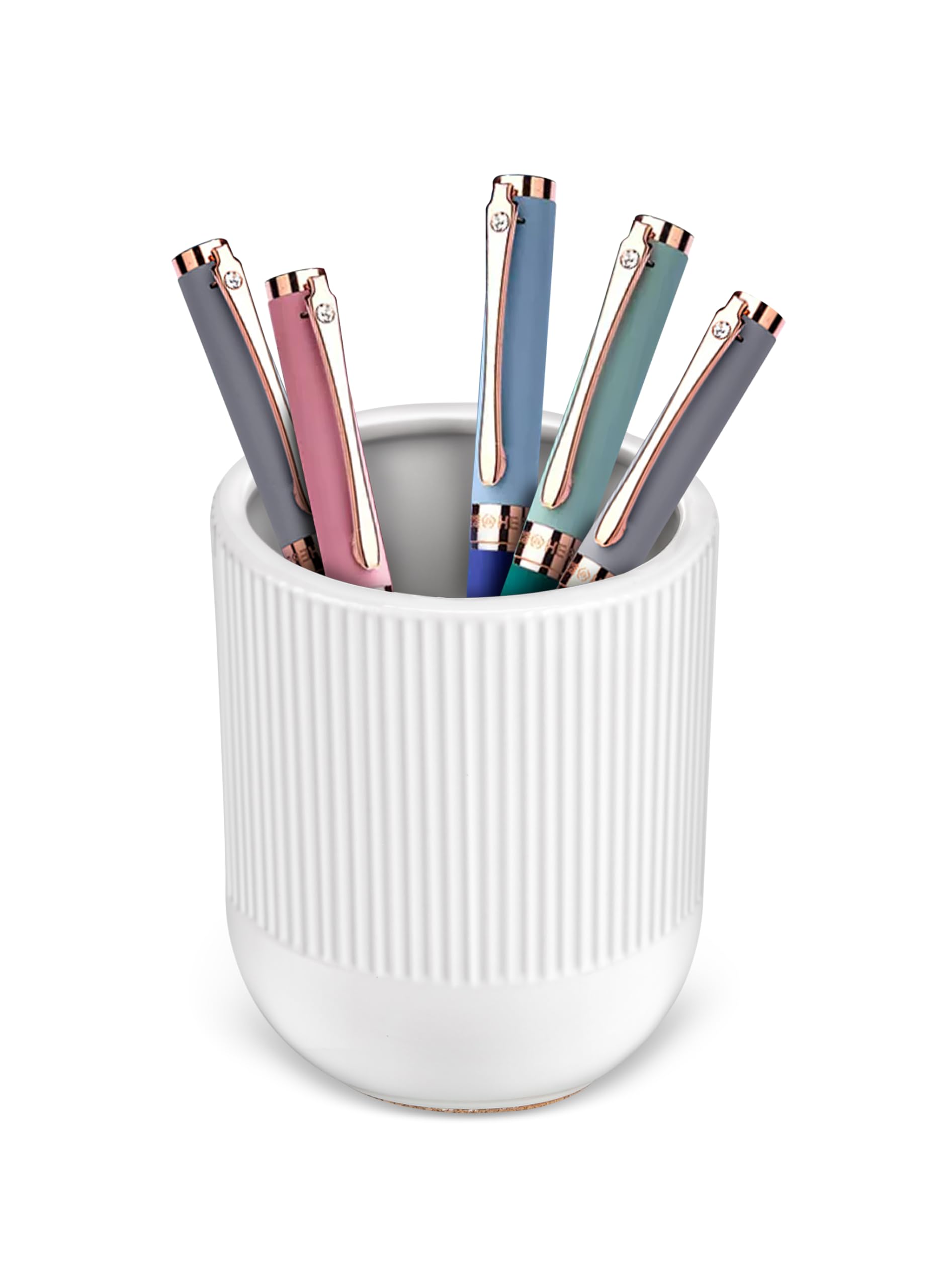 Aesthetic Ceramic Pen Holder for Desk - Modern Pencil Cup Organizer | Cute Office Desk Accessories & Decor for Women, Students, Work & Home Use