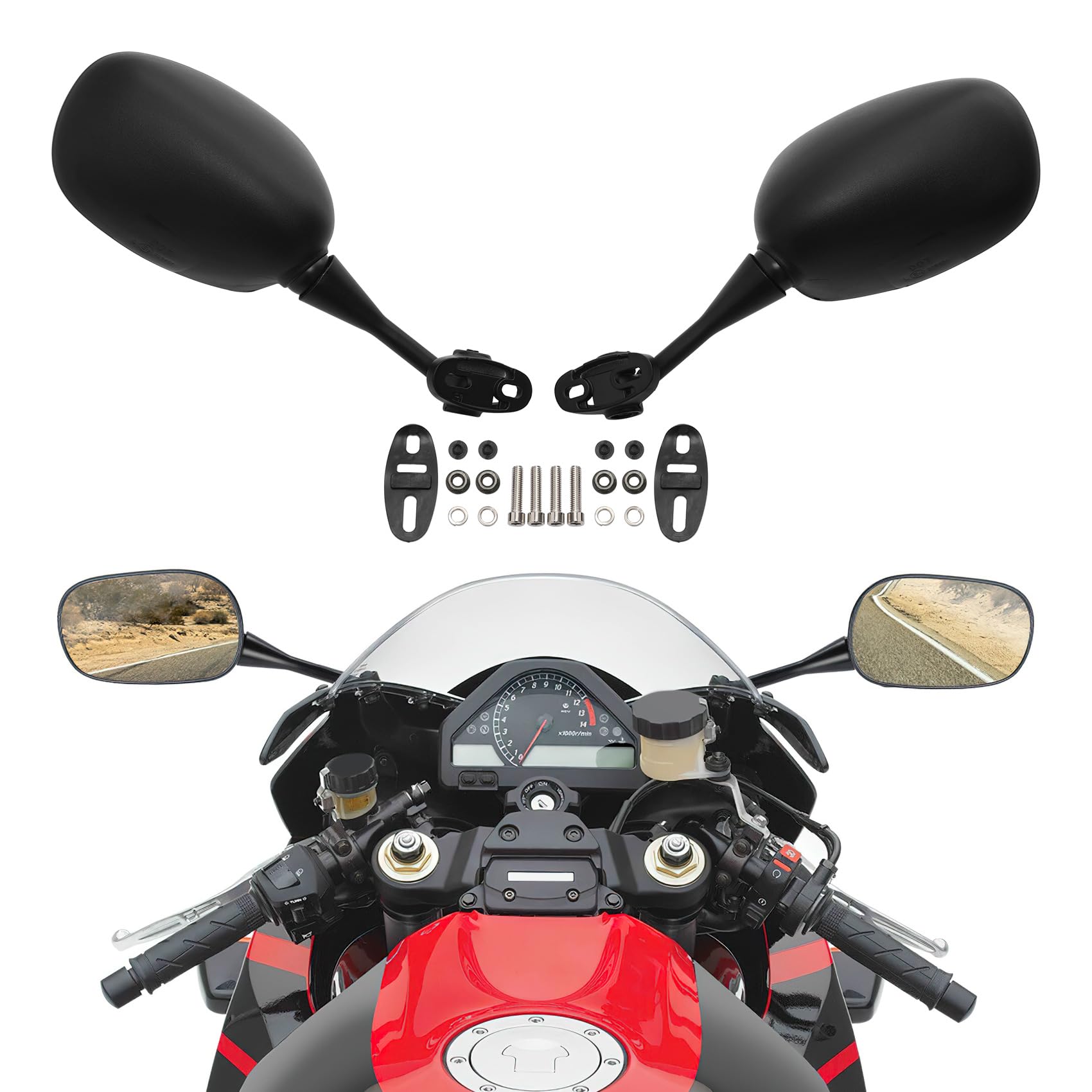 High-Quality Green-L Motorcycle Rear View Side Mirrors Compatible with Honda CBR600 F4 1999-2000 & F4I 2001-2002, CBR919, CBR900 (A) - Enhanced Safety & Visibility for Street & Sport Riding