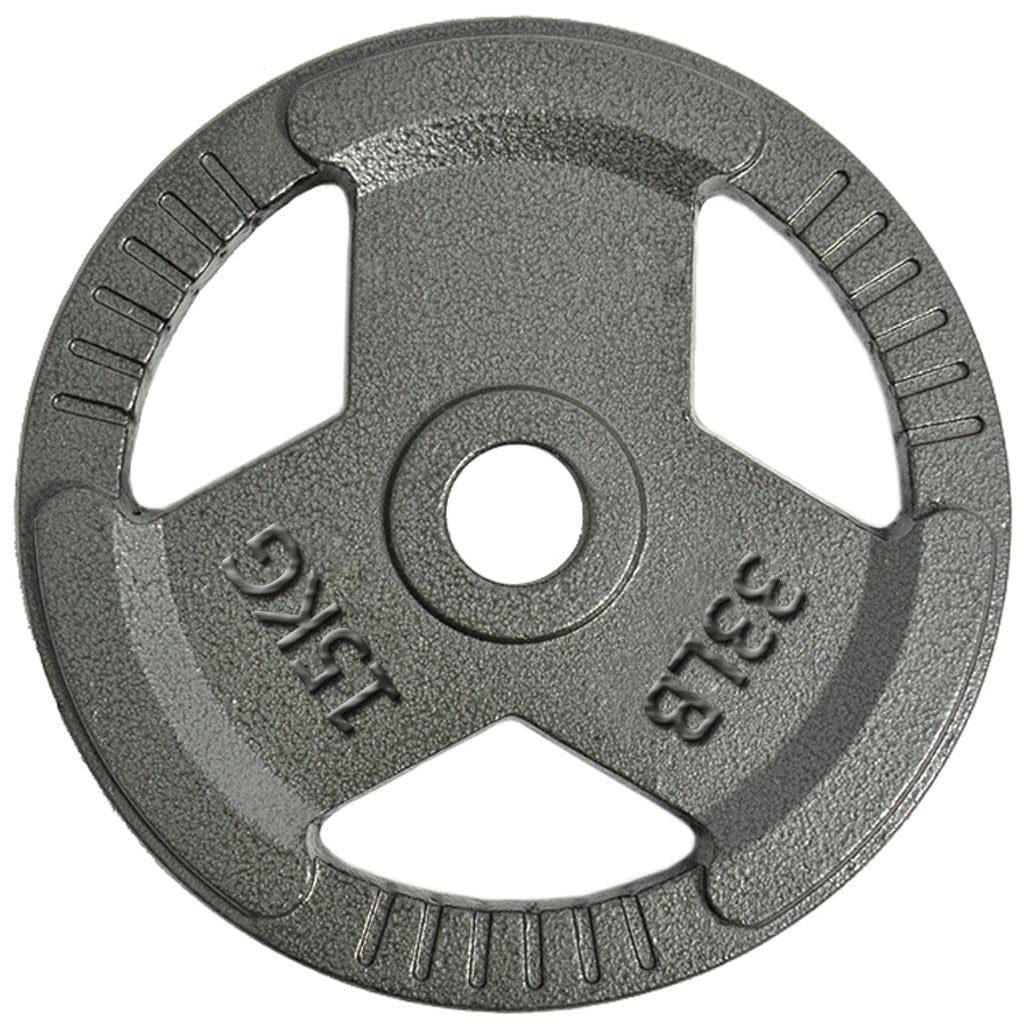 15kg/33lb 2-Inch Grip Weight Plate - Single Black Cast Iron Barbell Plate for Strength Training & Home Gym Workouts