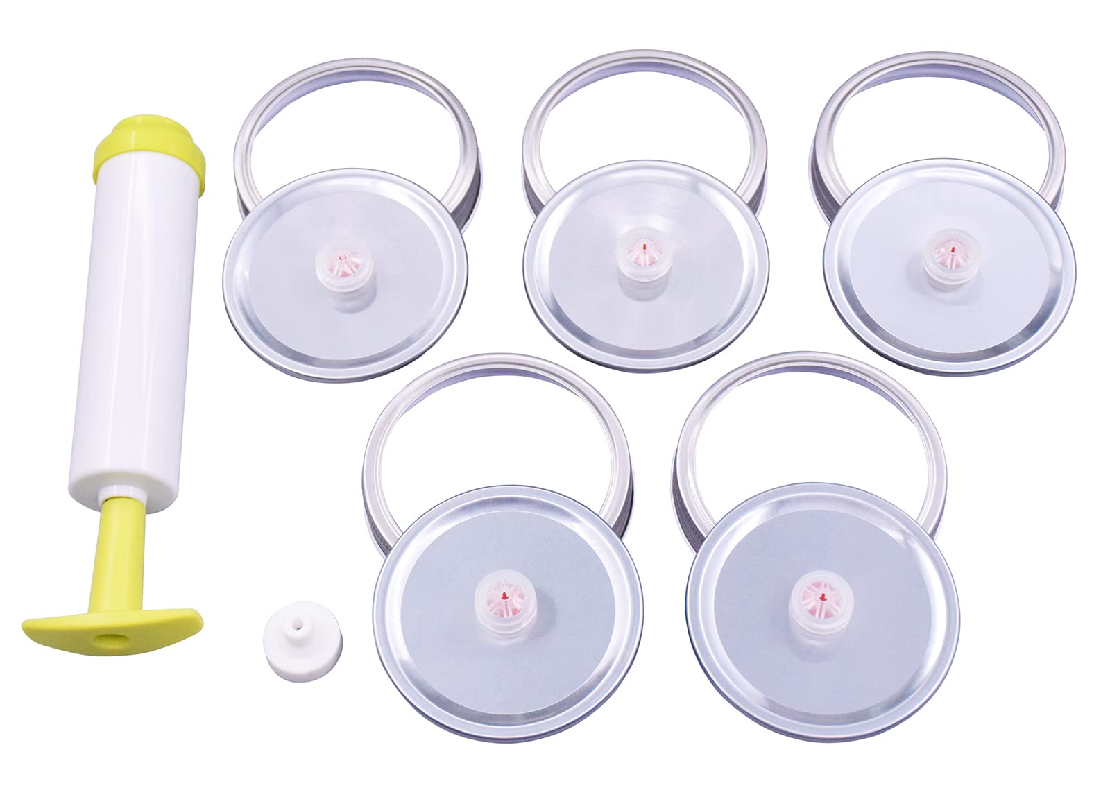 5-Piece Stainless Steel Reusable Mason Jar Vacuum Lids Set - Wide Mouth Silver Fermentation Lids & Vacuum Seals for Canning, Pickling, Food Storage & Meal Prep