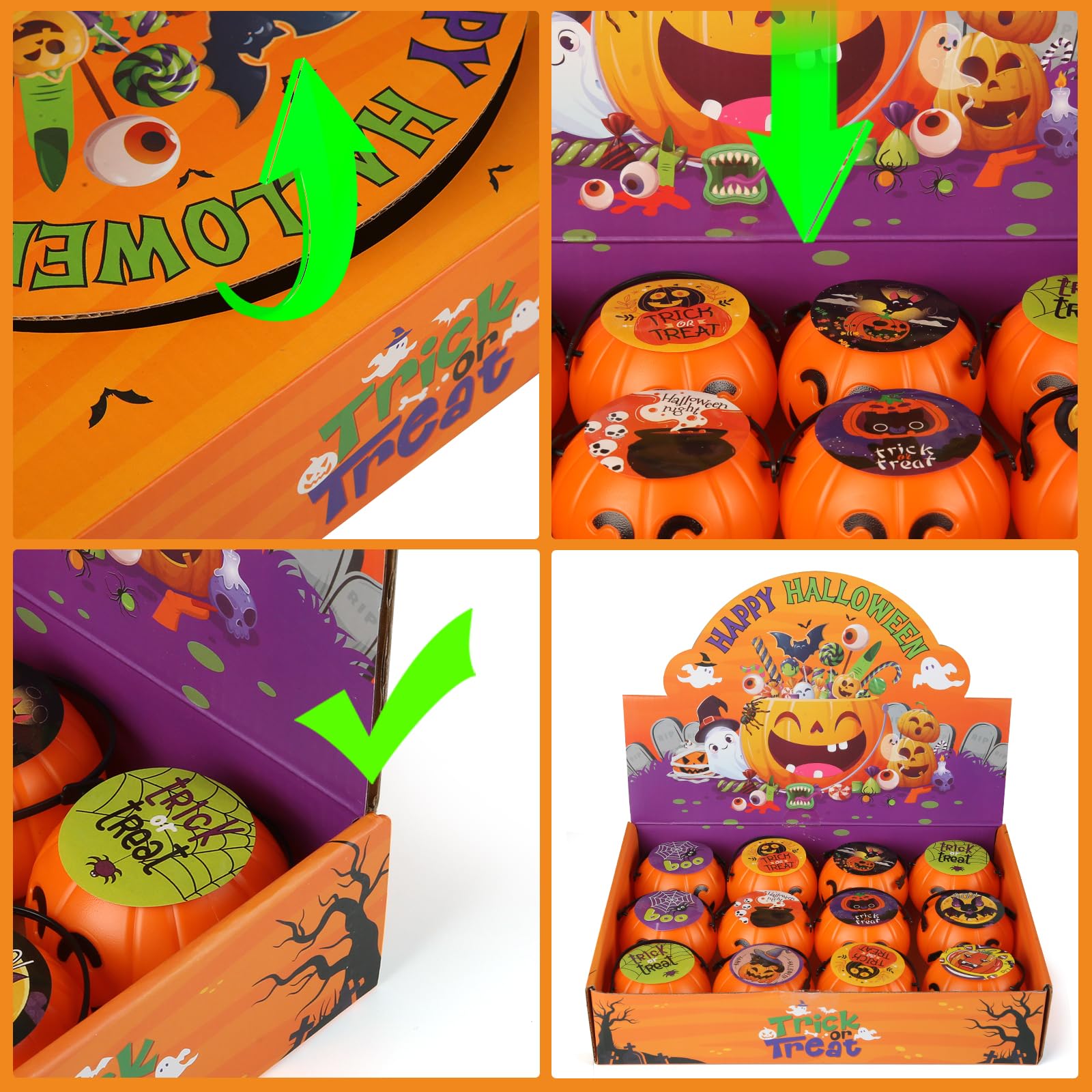12 Pack Halloween Pumpkin Buckets Prefilled with Toys - Bulk Halloween Party Favors for Kids, Trick or Treat Supplies - Perfect for Classroom Treats, Neighborhood Trick-or-Treating & Halloween Parties