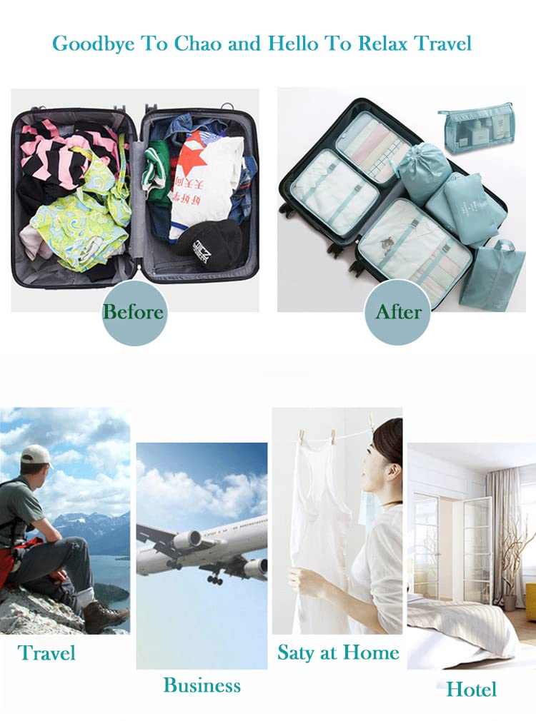 8-Piece Packing Cubes Set for Travel - Foldable Lightweight Suitcase Organizer & Luggage Storage Bags (Beige) | Perfect for Business Trips, Vacations & Weekend Getaways