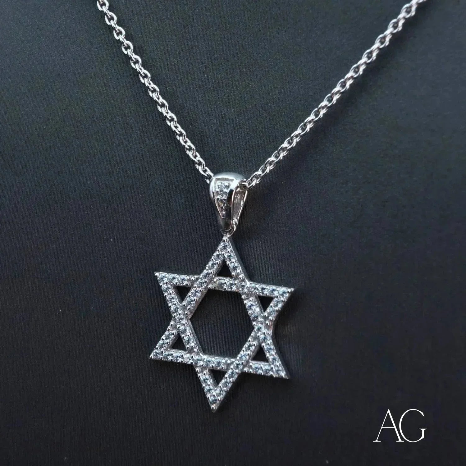 18K White Gold Star of David Pendant with Cubic Zirconia - Elegant Jewish Jewelry for Hanukkah, Bar Mitzvah & Special Occasions