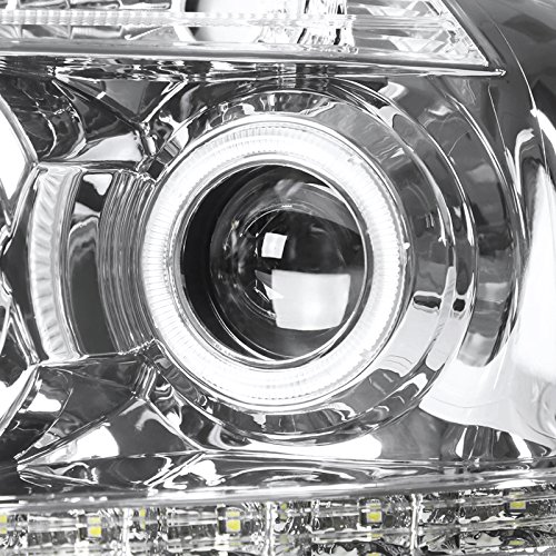 Spec-D Tuning 2LHP-F15004-8-RS LED Halo Projector Headlights for Ford F150 - Chrome Clear Lens with R8 Halo Rings - Upgrade Your Truck's Lighting for Night Driving & Off-Road Adventures
