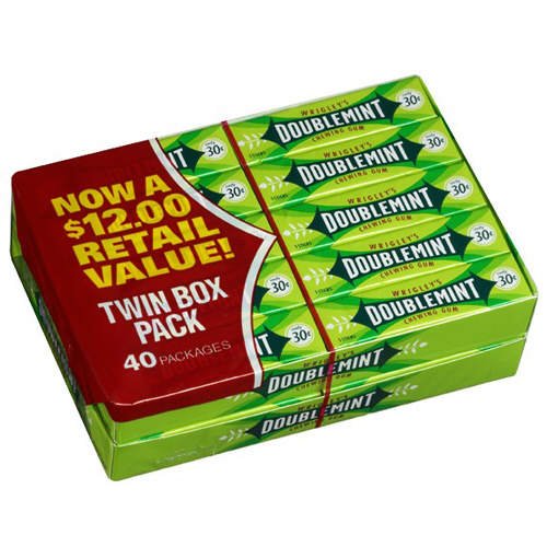 Wrigley's Doublemint Chewing Gum - 40 Sticks per Box | Fresh Breath for Work, School & Travel