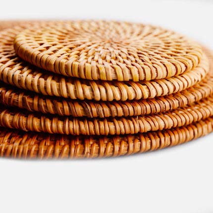 Natural Gold Rattan Trivets Set of 4 - 7.87
