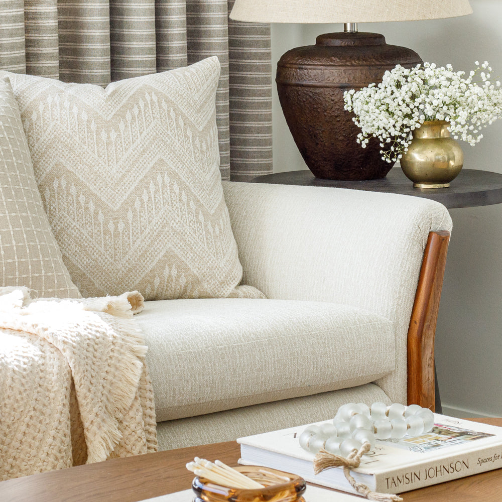 Premium Brooks Fabric in Ivory - Soft, Durable Upholstery Material for Sofas, Chairs & Home Decor Projects