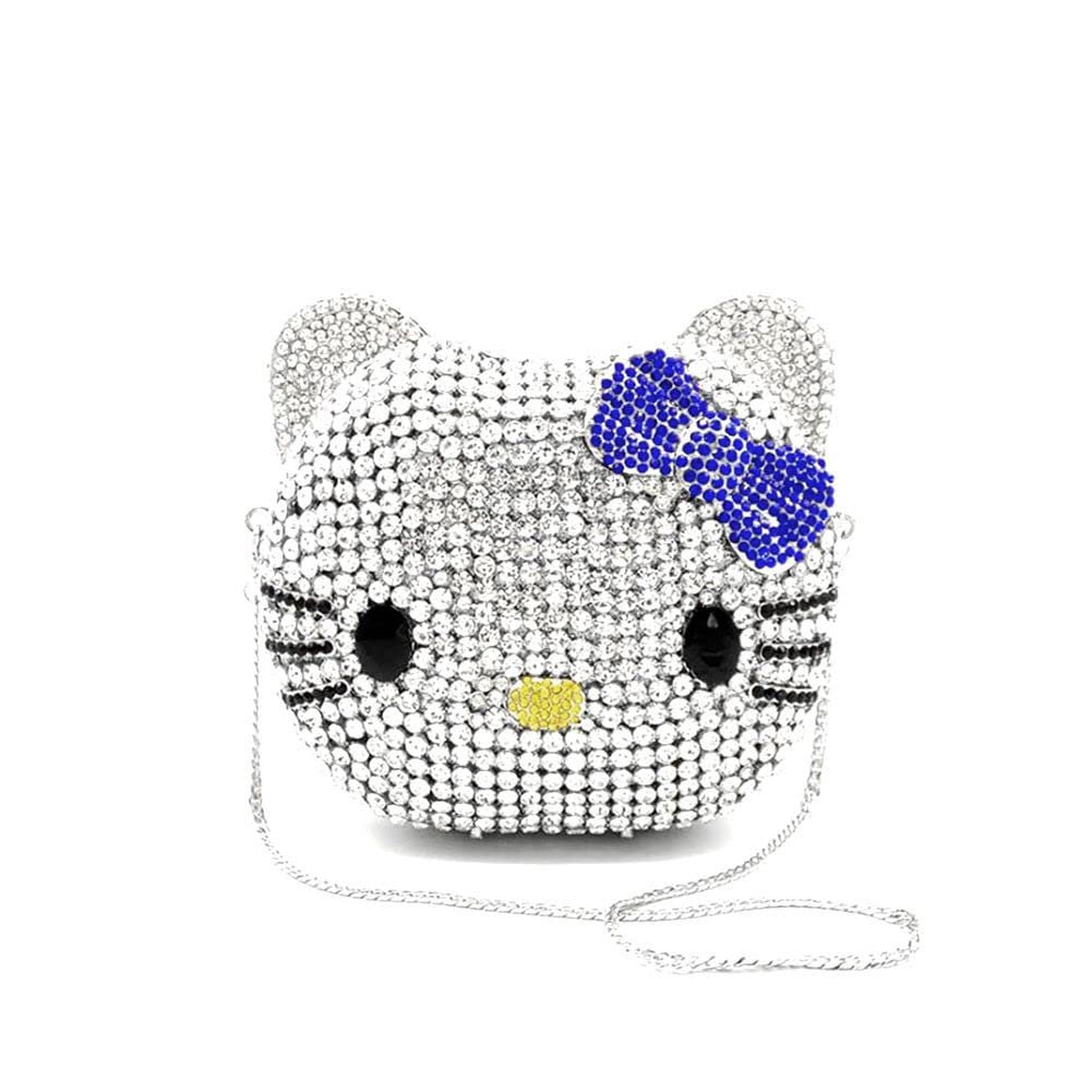 DEBIMY Cute Cartoon Cat Crystal Clutch Purse for Women - Elegant Evening Bag for Holiday Party, Wedding, Prom & Special Occasions - Stylish Handbag Gift for Girls & Women
