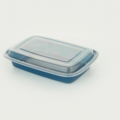 28oz Rectangle Plastic Food Storage Containers with Clear Lids - Microwave Safe To-Go Boxes (8.75