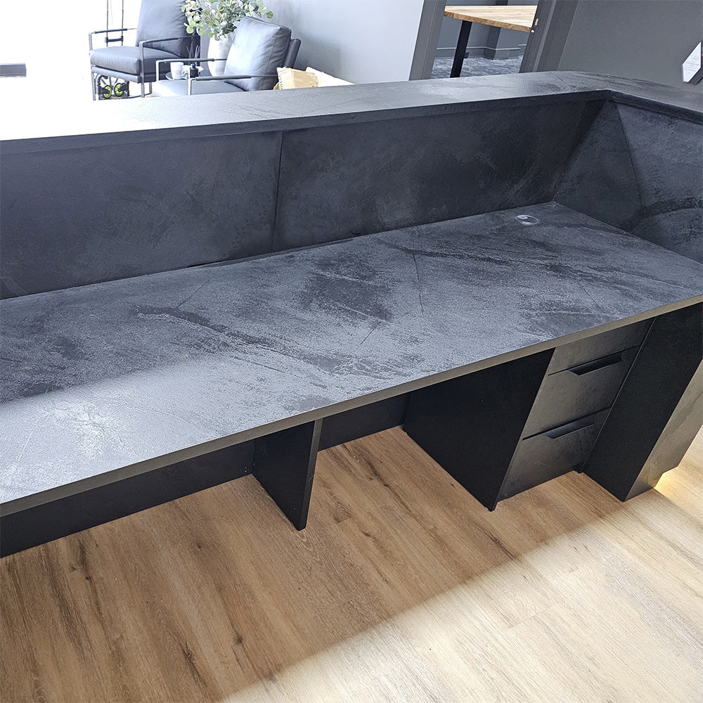 Modern HALO Reception Desk 240cm - Sleek Black Office Furniture for Professional Spaces | Perfect for Corporate Lobbies, Hotels & Business Centers