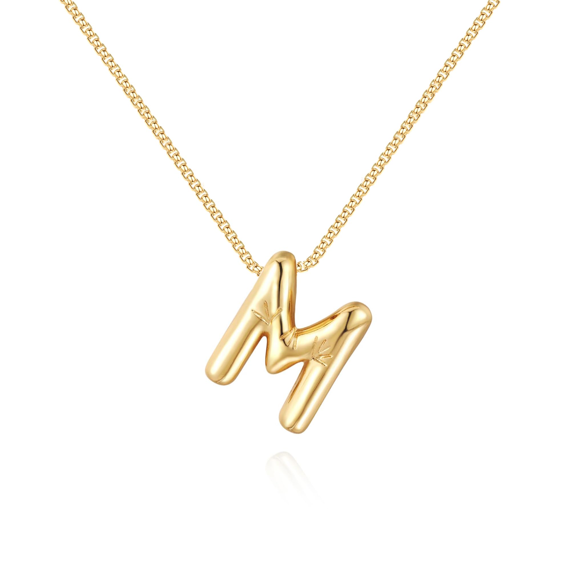 BAYLAY 18K Gold Filled Balloon Bubble Letter Necklace for Women - Personalized Initial Necklace, Dainty Gold Pendant, Gift for Her | Birthday, Anniversary, Valentine's Day Jewelry Present