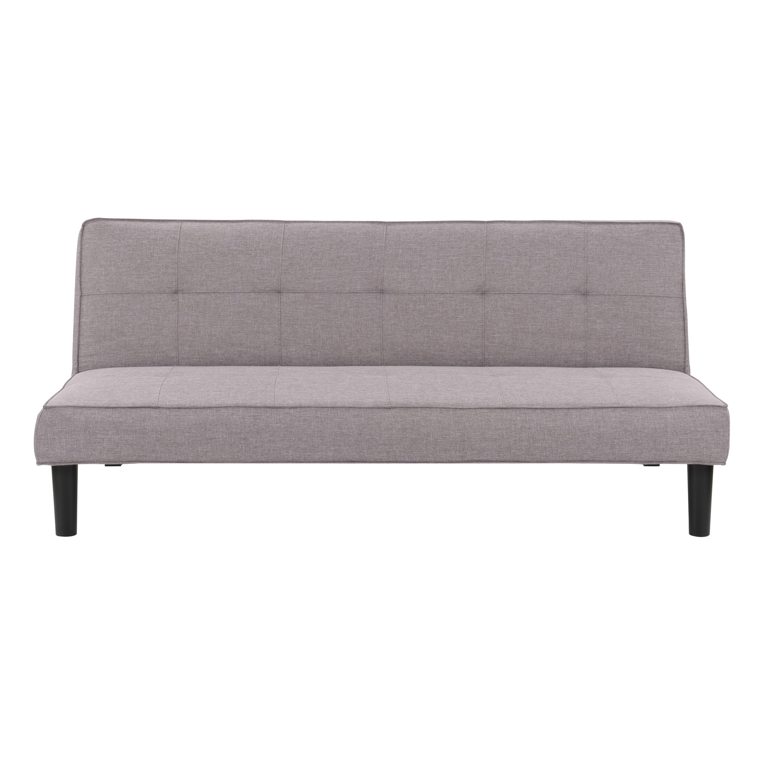 Corliving Upholstered Fabric Convertible Sofa Bed - Adjustable Sleeper Couch to Loveseat & Daybed - Light Gray for Guest Bedroom & Living Room - Perfect for Small Spaces, Studio Apartments & Overnight Guests