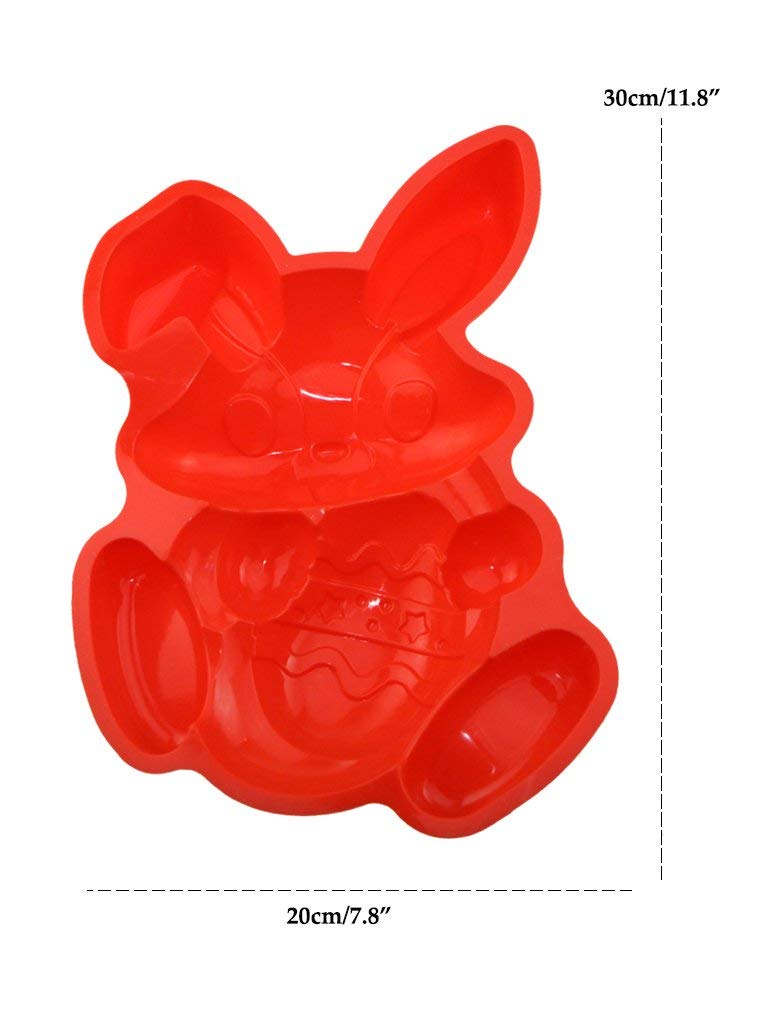 Non-Stick Silicone Easter Bunny Rabbit Holding Egg Cake Pan Mold - Perfect for Baking Cakes, Cupcakes, and Desserts - Ideal for Easter Celebrations, Holiday Parties, and Home Baking