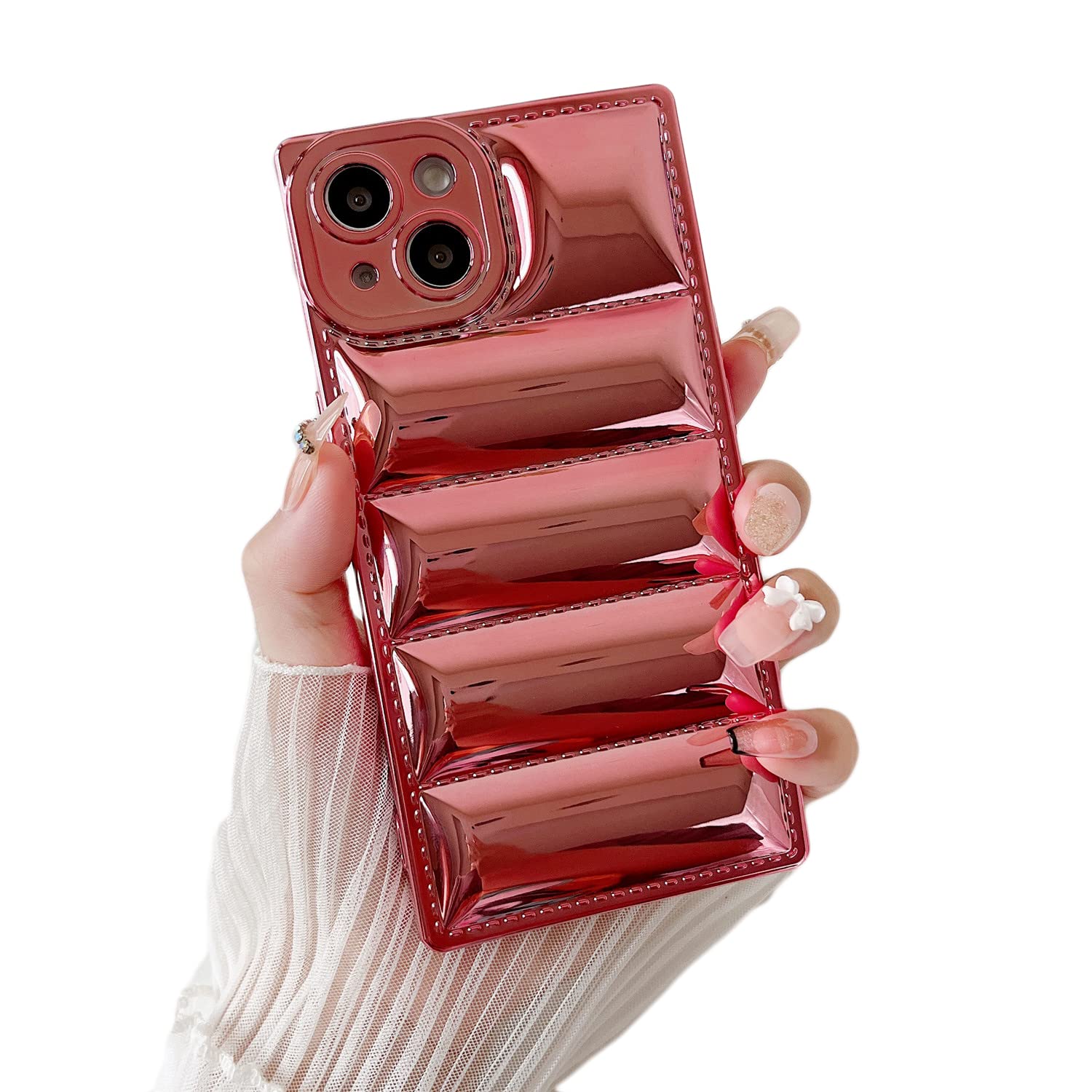 Cocomii Square iPhone 13 Pro Case - Slim Lightweight TPU Silicone Cover with Glossy Finish & Puffer Jacket Design - Minimalist Luxury Aesthetic - Compatible with Apple iPhone 13 Pro (Rose Gold) - Perfect for Everyday Protection & Stylish Look
