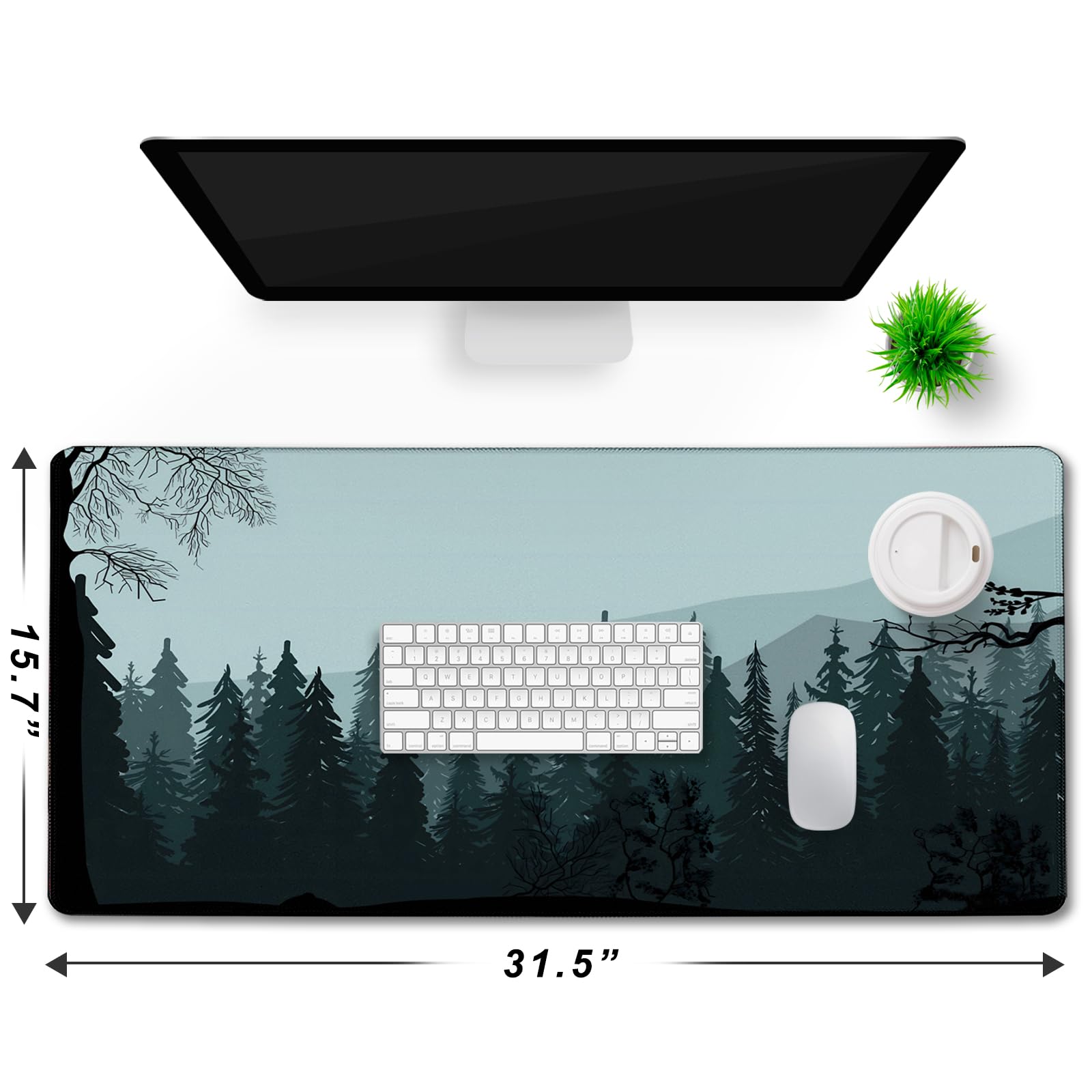 Large Desk Pad Mouse Mat with Forest Design - 31.5