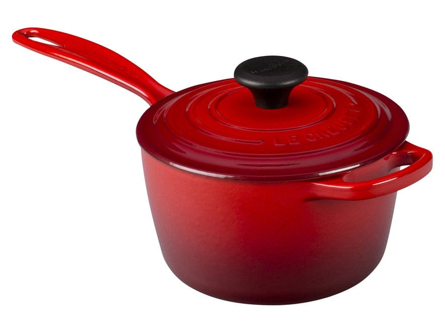 Le Creuset 2.25 Quart Enameled Cast Iron Sauce Pan with Lid - Multiple Colors (Marseille, Cerise, Flame) - Perfect for Soups, Sauces & Slow Cooking