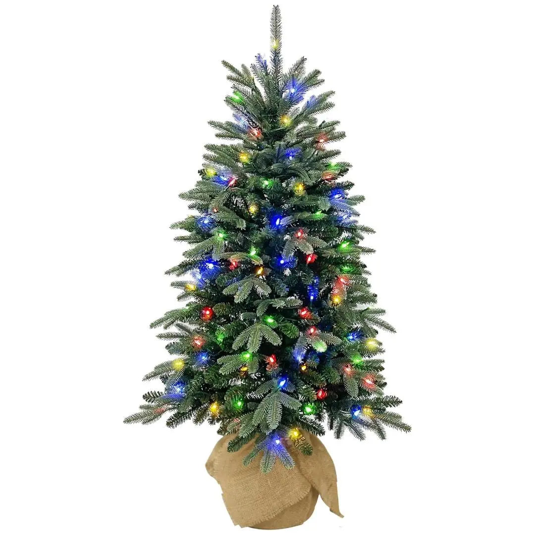4' Pre-Lit Artificial Christmas Tree with 150 Color Changing LED Lights, 643 PE & PVC Branch Tips, 10 Lighting Modes - Perfect for Home, Office, and Holiday Party Decorations