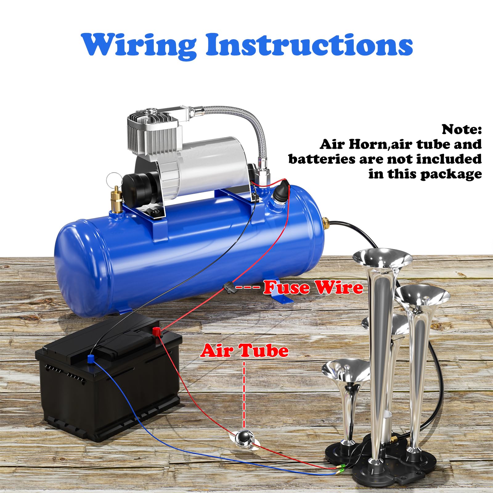 150PSI 12V Heavy Duty Air Compressor with 1.59 Gallon (6L) Tank - Portable Onboard Air Pump for Truck, Train Horns, Tires & Off-Road Vehicles - Perfect for Roadside Emergencies & DIY Projects