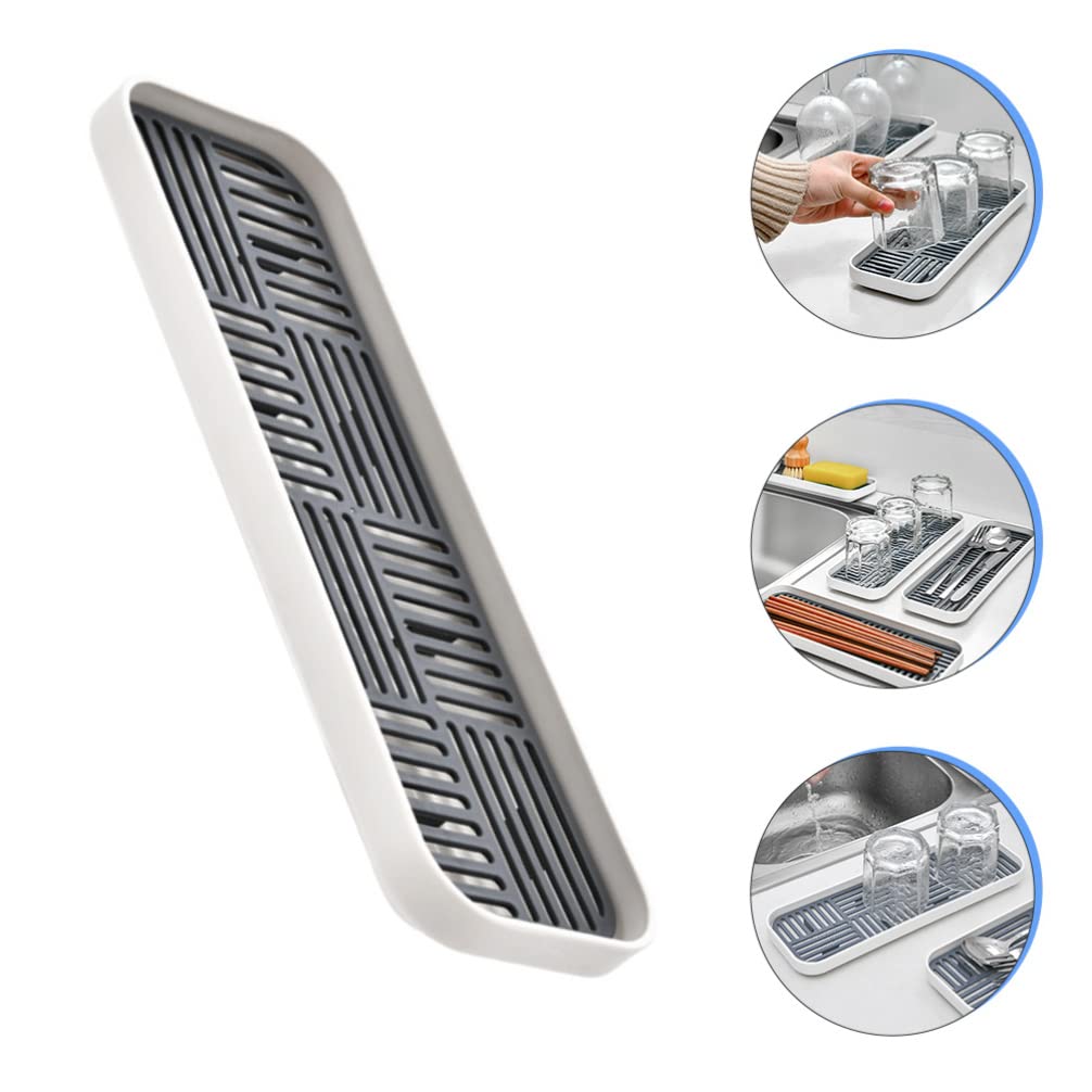 **Plastic Kitchen Drain Pan & Cup Holder - Dish Drying Rack, Sink Tray for Fruits, Vegetables & Cutlery | Space-Saving Organizer for Countertop & Dishwashing**    *(Use Case: Ideal for drying dishes, organizing fruits/vegetables, and keeping kitchen counters clutter-free.)*