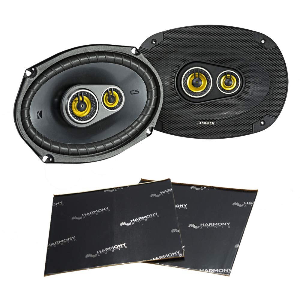 Harmony Audio Kicker 46CSC6934 6x9 Inch 3-Way Full Range Car Stereo Speakers Pair with Sound Dampening Kit - Premium Audio Upgrade for Cars, Trucks & SUVs