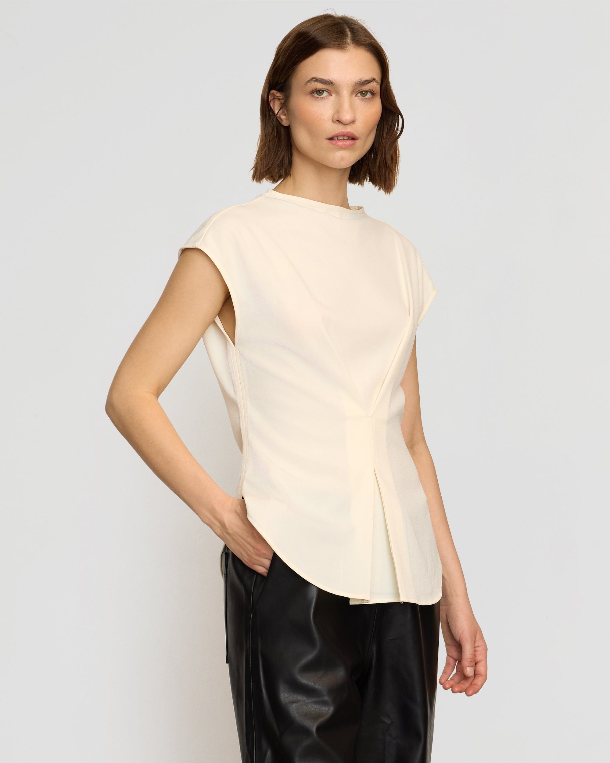 Jacqueline Semi-Sheer Crepe Blouse for Women - Elegant Flowy Tops for Office Wear & Evening Outfits