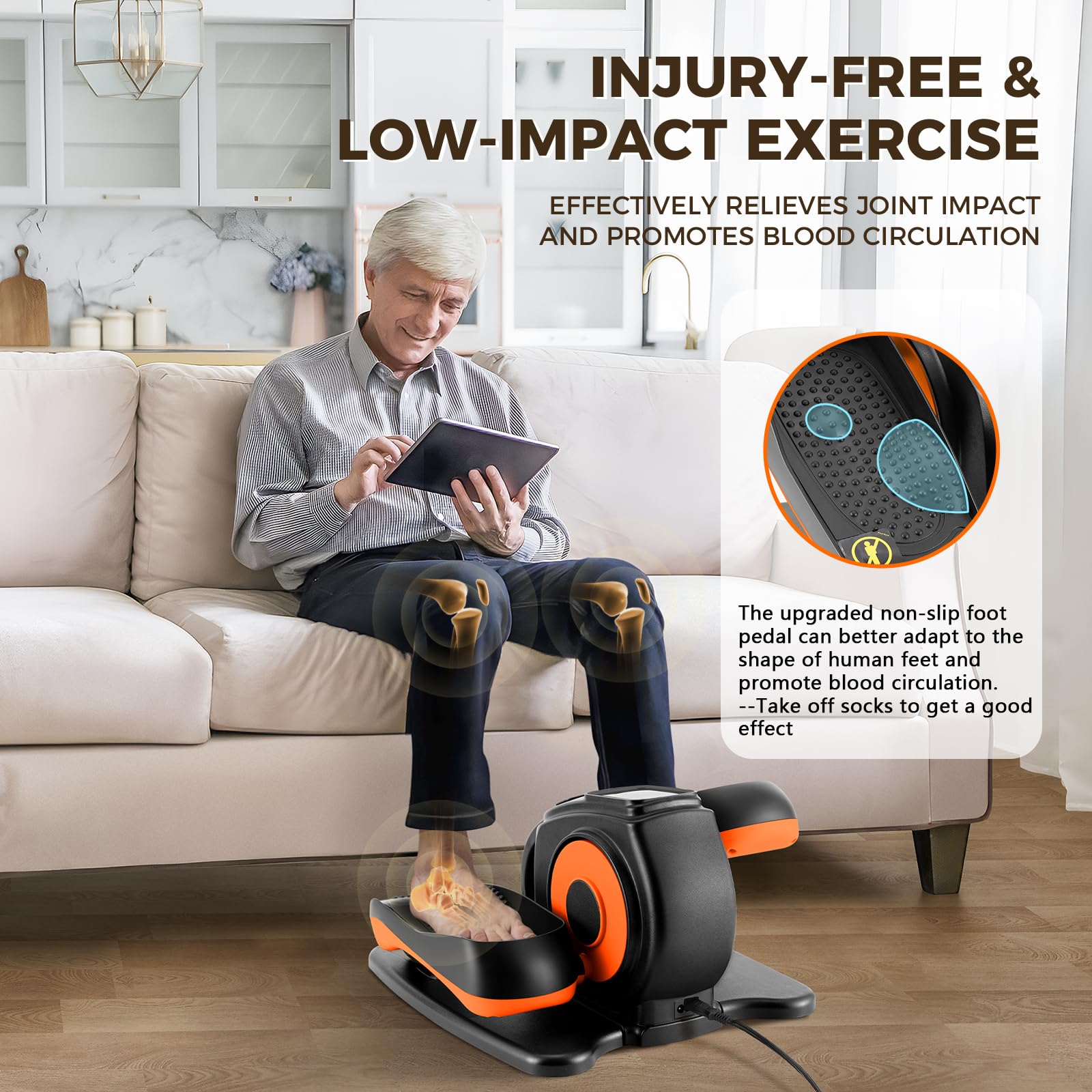 Under Desk Elliptical Machine - Electric Leg Exerciser for Seniors & Adults - Compact Seated Pedal Exerciser with Remote Control - Portable Elliptical Trainer with Non-Slip Pedals - Perfect for Home Office, Physical Therapy & Low-Impact Workouts