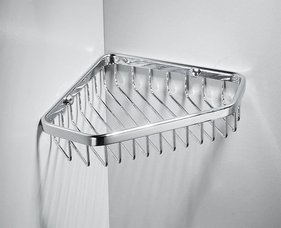 Stainless Steel Corner Shower Caddy Basket - Rustproof Shampoo Holder for Shower Wall, Bathroom Organizer Shelf with Adjustable Arms - Perfect for Small Spaces & Apartment Showers