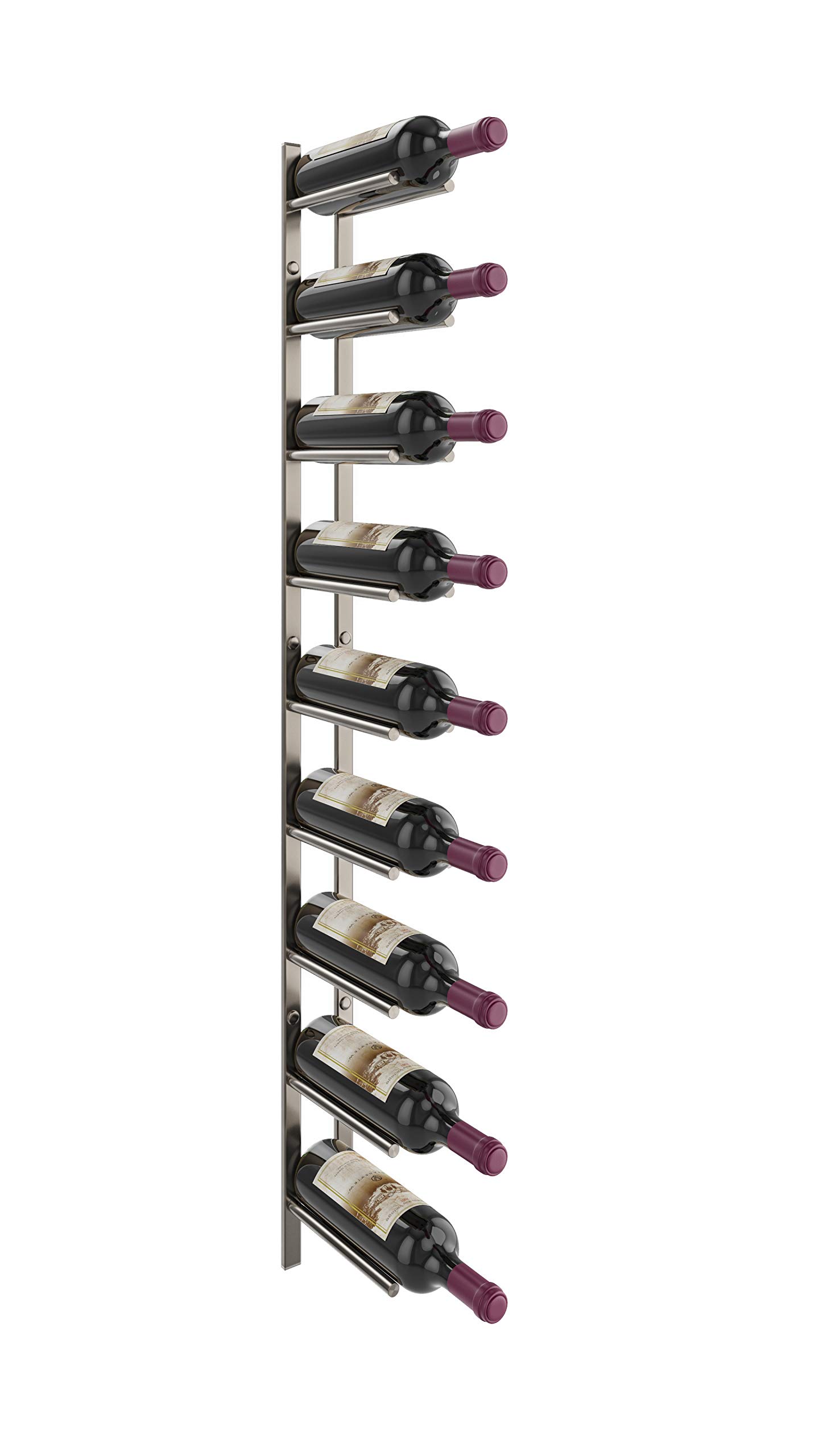 VintageView Vino Rails Flex Wine Rack - Gunmetal Finish for Standard 750ml Wine Bottles | Space-Saving Wall Mount Storage for Kitchen, Dining Room or Wine Cellar Organization