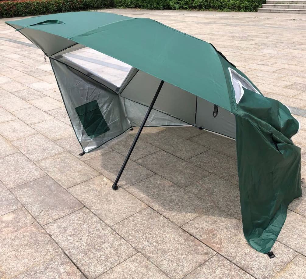 240cm Large Beach Umbrella with UPF50+ Sun Protection - Windproof & Waterproof Fishing Umbrella for Outdoor Activities - 8-Rib Sun Shade for Beach, Camping, Picnics & Sports Events (Green) - Perfect for Summer Vacations and Outdoor Adventures