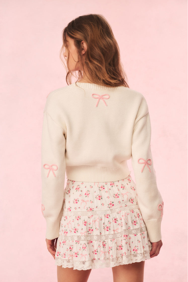 Francette Women's Cropped Bow Cardigan - Elegant Short Sleeve Knit Sweater for Spring & Summer | Perfect for Office, Date Night & Casual Outings