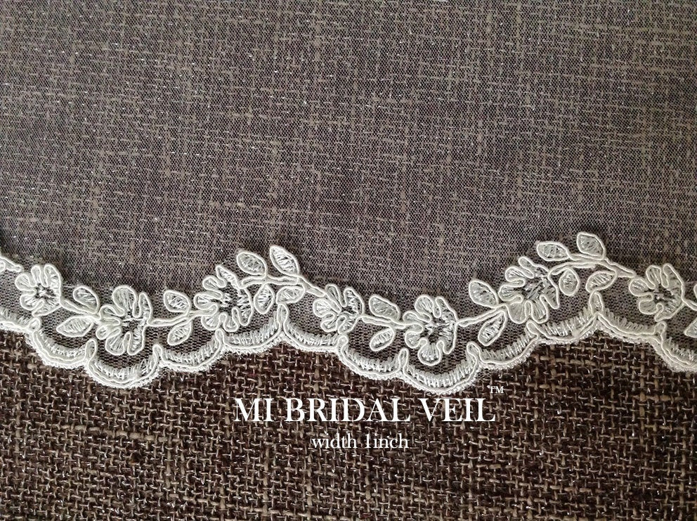 Elegant Mantilla Veil with Cathedral Lace for Wedding | Rose Lace Bridal Veil by Mi Bridal | Perfect for Church Ceremonies & Romantic Weddings