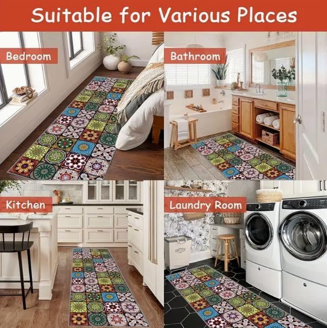 KRLZ Non-Slip Kitchen Rug Set - Washable, Durable Mats for Kitchen, Children's Room, Entrance & Outdoor Use (120x40cm, 60x40cm) - Perfect for Home, Office, and Patio
