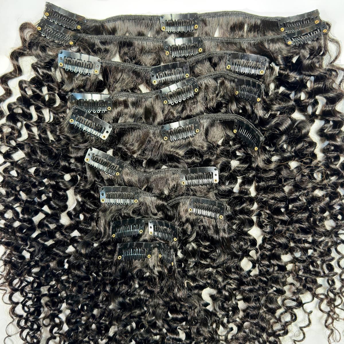 Kinky Curly Clip In 100% Human Hair Extensions - Natural Looking Voluminous Curly Hair Extensions for Women | Perfect for Parties, Weddings & Daily Styling