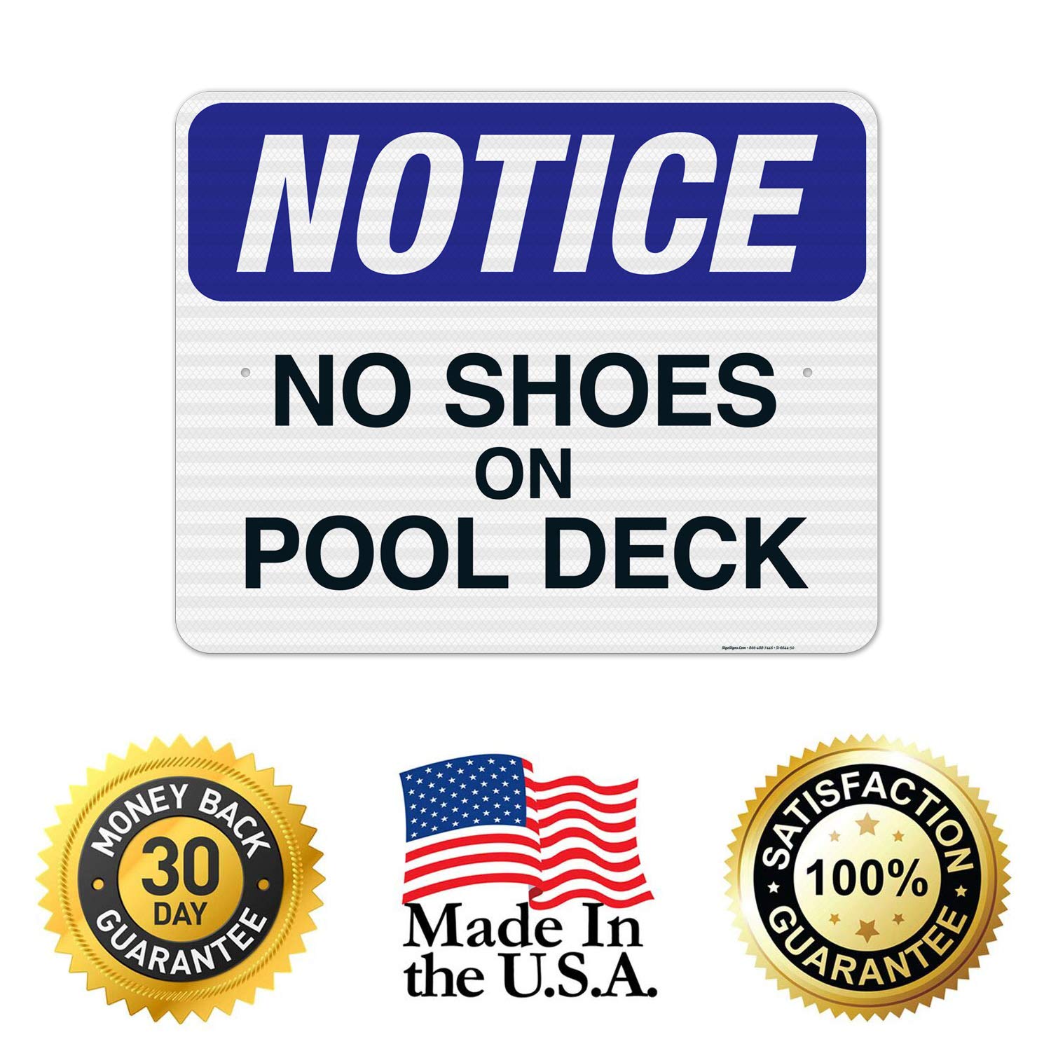 Pool Rules Sign - No Shoes On Pool Deck, 24x30 Inches, Rust-Free .063 Aluminum, Fade Resistant, Indoor/Outdoor Use, Made in USA - Perfect for Public Pools, Hotels, Resorts & Community Swimming Areas