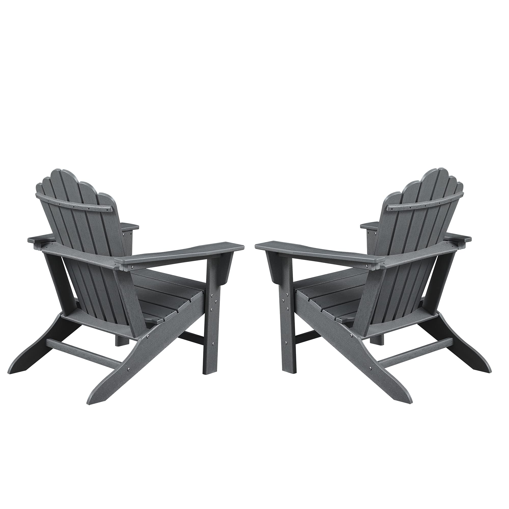 Premium Weather-Resistant Adirondack Chairs Set of 2 - Outdoor Patio Furniture for Garden, Deck, Backyard & Lawn - Durable Grey Polywood Chairs for Relaxing on Porch, Poolside or Beach