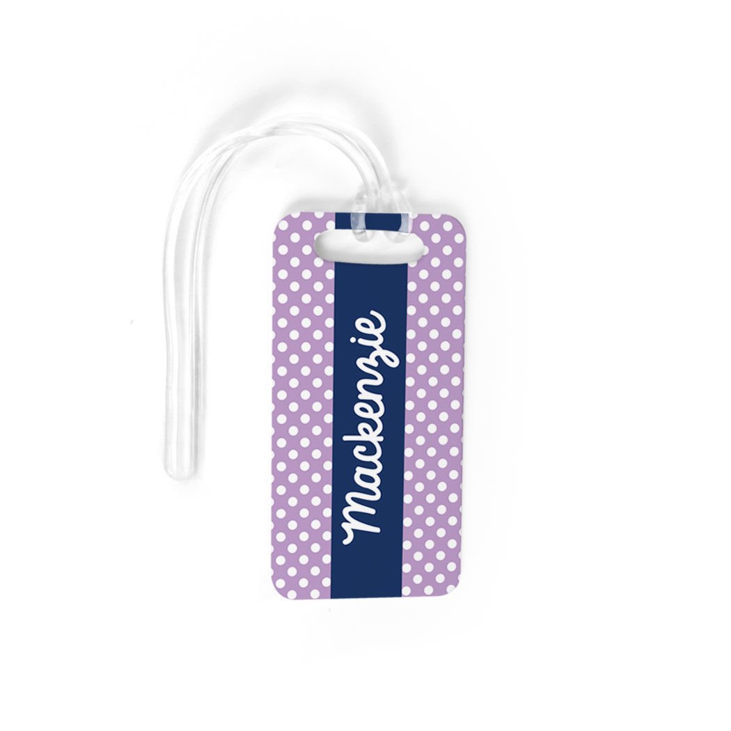 Custom Luggage Tags Personalized with Polka Dots - Small Lavender Travel Bag Tags with Standard Lines on Back - Perfect for Suitcases, Backpacks & Travel Accessories