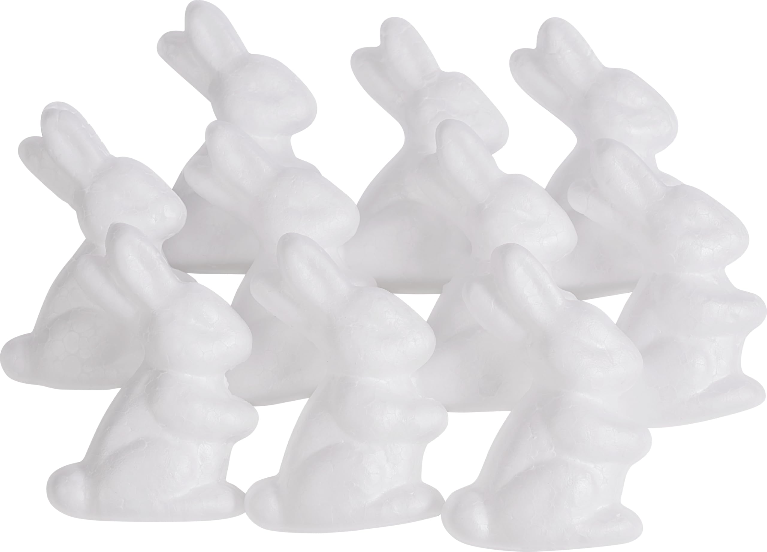 10 Pack 7cm White Polystyrene Bunny Shapes - Lightweight Styrofoam Easter Crafts for DIY Decorations, Party Favors, Spring Wreaths & Holiday Centerpieces