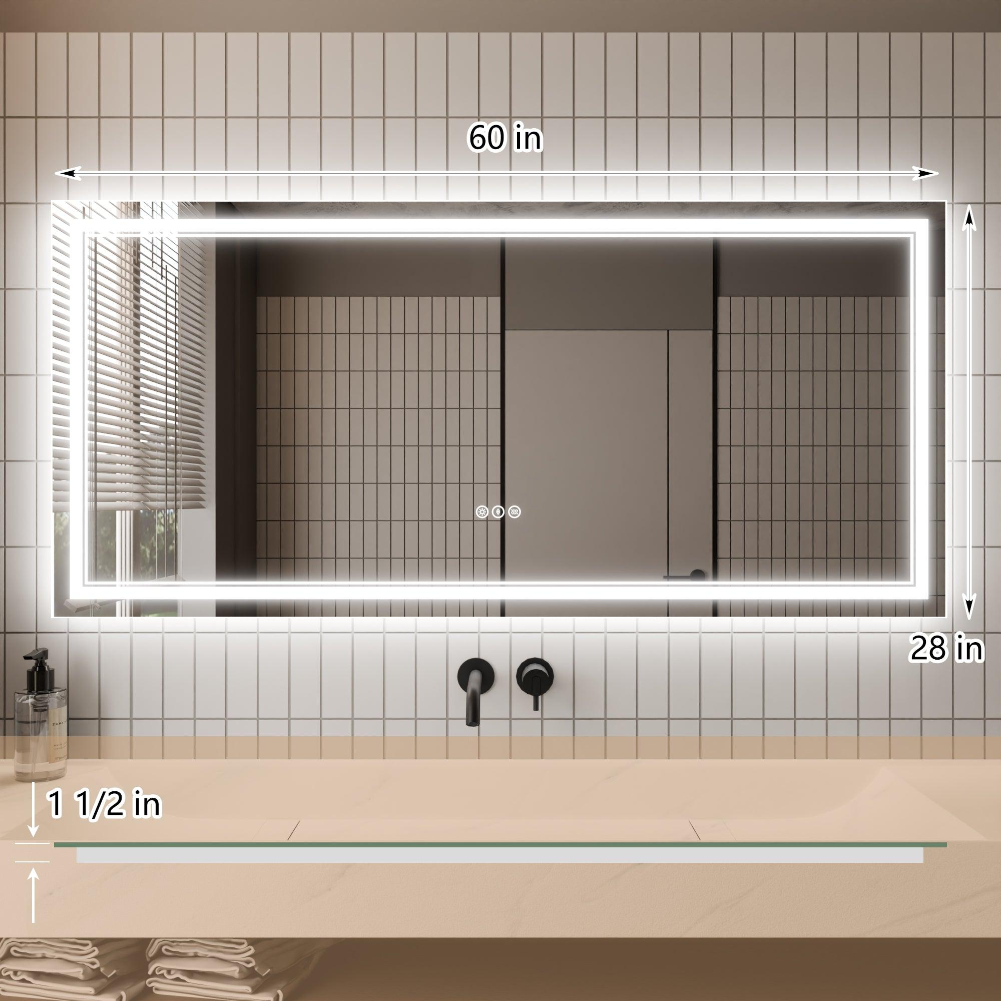 Anti-Fog LED Bathroom Mirror with Dimmable Backlit & Touch Switch - GlareGuard Illuminated Vanity Mirror for Makeup, Shaving & Home Decor