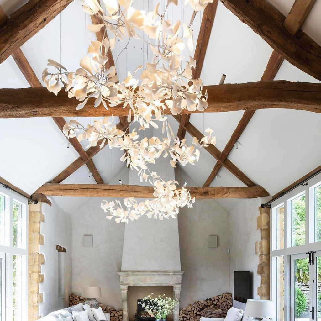 Elegant Ginkgo Leaf Chandelier - Handcrafted Bohemian Style Ceiling Light Fixture for Dining Room, Living Room & Bedroom Decor