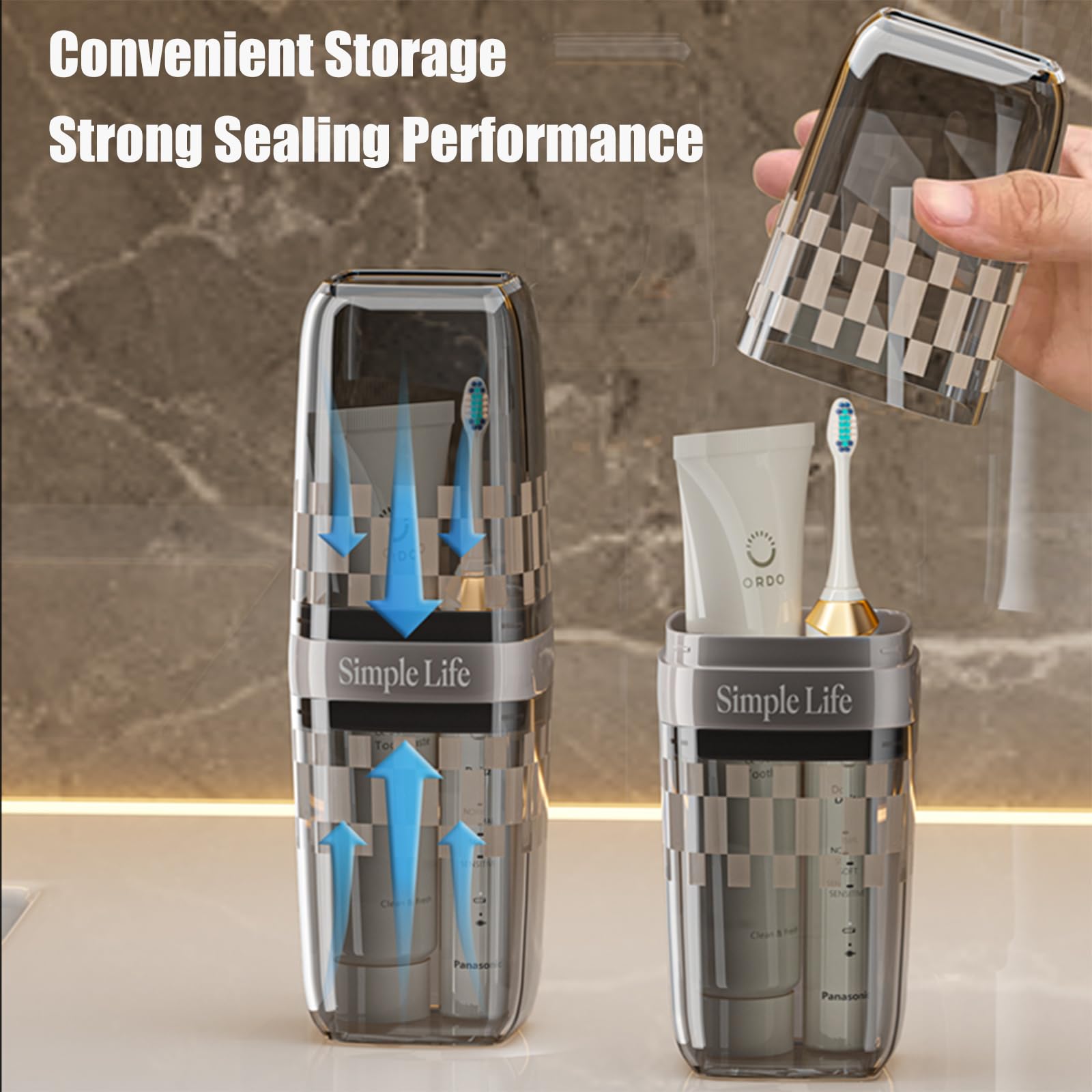 Portable Travel Toothbrush Holder with Cover - Compact Toothbrush Cup & Case for Bathroom, School, Business Trips - Ideal for Camping, Gym & Daily Use (Black)