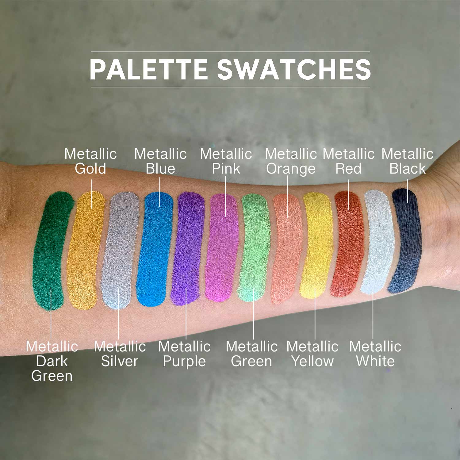 12-Color Metallic Water Activated Face & Body Paint Palette - Perfect for Halloween, Cosplay, Face Painting & Artistic Designs