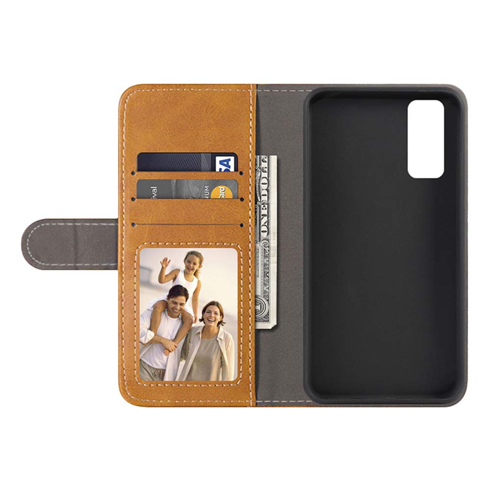 Premium Leather Wallet Case for Vivo Y20/Y20i - Slim Flip Cover with Card Slots & Magnetic Closure | Soft TPU Back | Grey | Perfect for Business & Travel Use